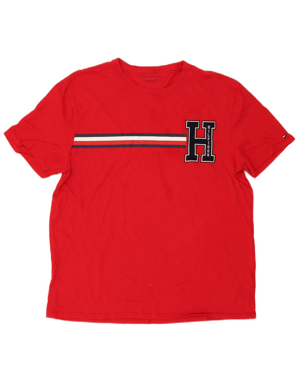 T-shirt grafica da uomo Tommy Hilfiger Top XL in cotone rosso
