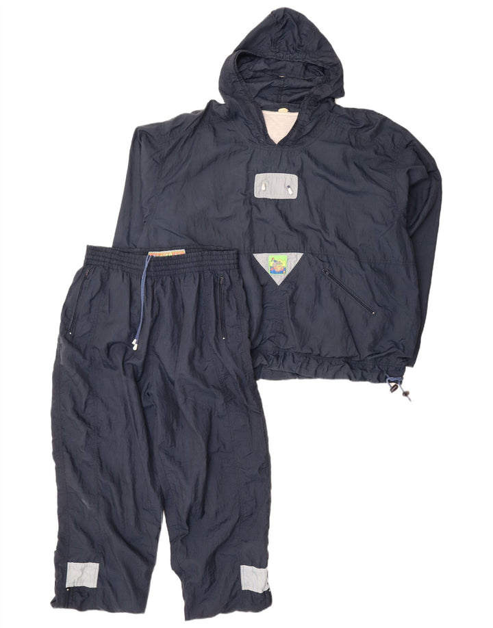 Tuta intera vintage da uomo con vestibilità ampia, vestibilità ampia, blu navy medio