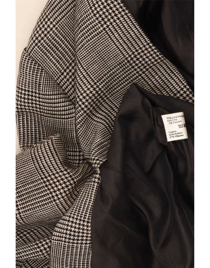 Giacca Blazer a 3 Bottoni Donna Luisa Spagnoli IT 46 Large Grigio Pied De Poule