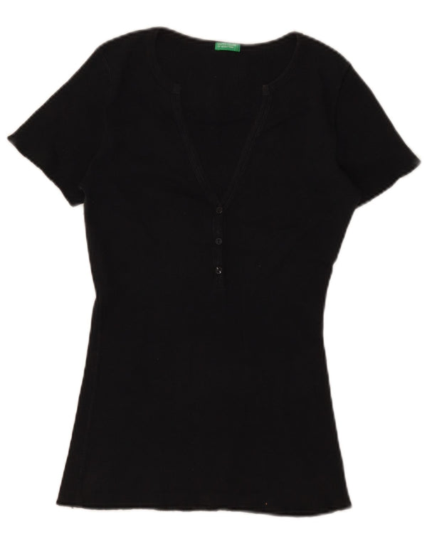 T-shirt da donna Benetton Top UK 8 Small in cotone nero