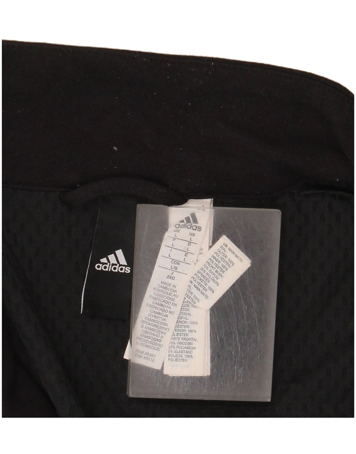 Adidas Uomo Zip Neck Pullover Tuta Top Large Nero Poliestere