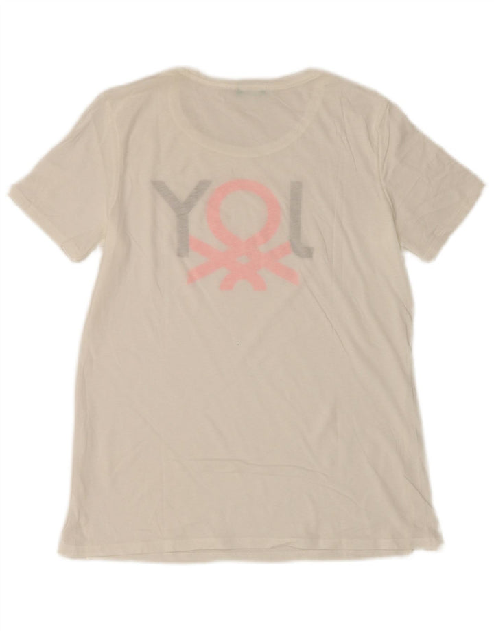 T-shirt grafica da donna Benetton Top UK 12 Medium White