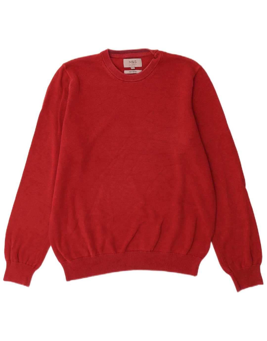 Maglione maglione girocollo da uomo Marks & Spencer in cotone rosso medio