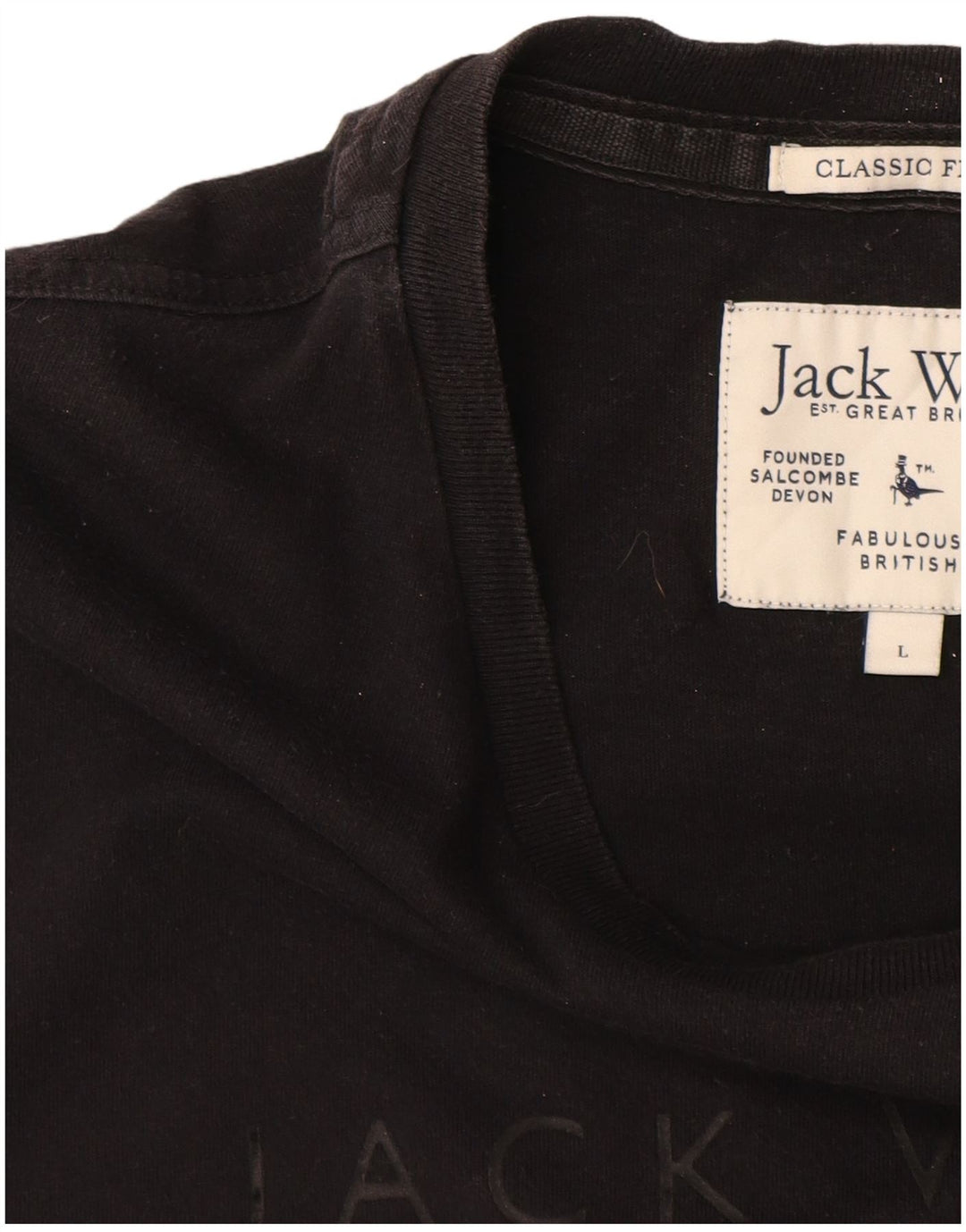JACK WILLS T-shirt grafica da uomo dalla vestibilità classica, grande, in cotone nero