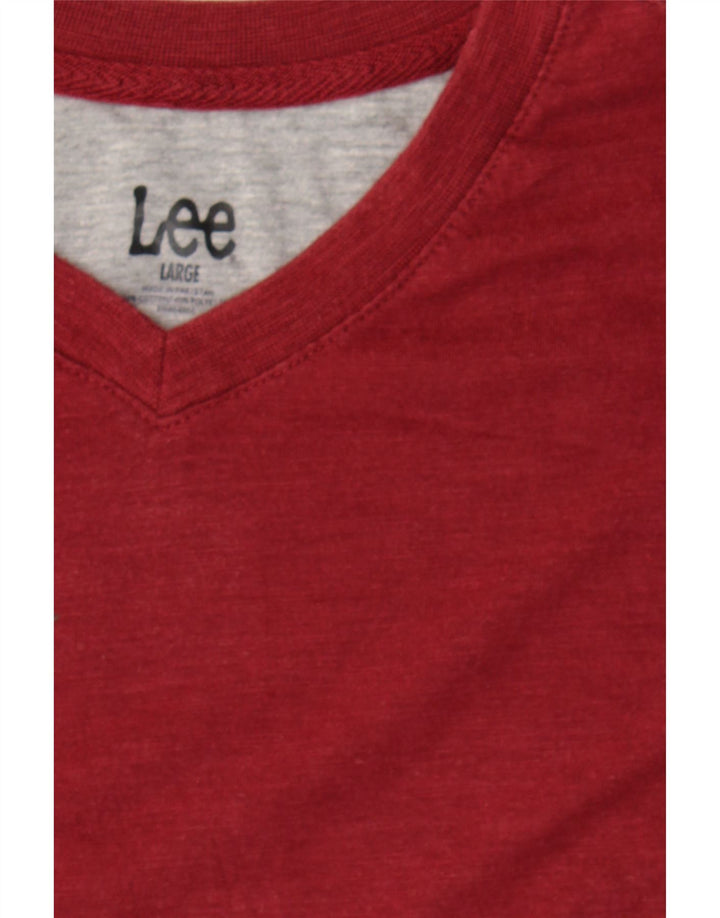 LEE Mens T-Shirt Top Large Burgundy Cotton Vintage Lee and Second-Hand Lee from Messina Hembry 