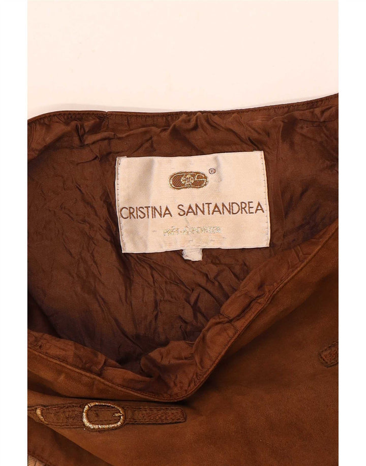 Gonna svasata da donna con motivo astratto Cristina Santandrea media W28 marrone