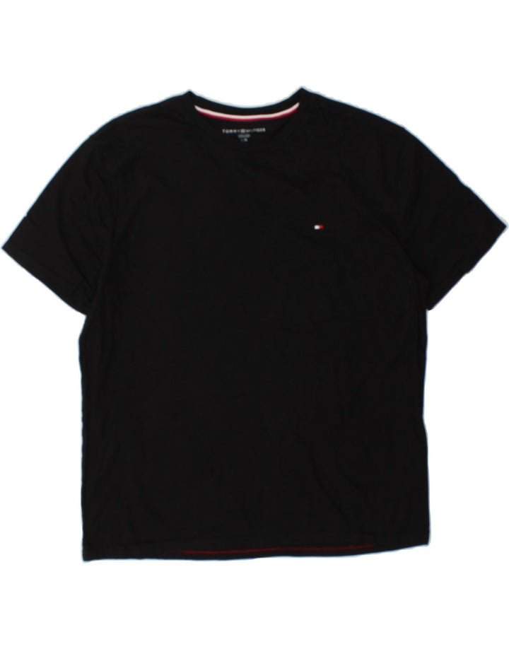 TOMMY HILFIGER Mens T-Shirt Top Large Black Cotton Vintage Tommy Hilfiger and Second-Hand Tommy Hilfiger from Messina Hembry 