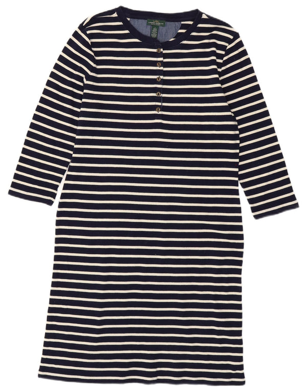 Abito tubino con maniche a 3/4 da donna Ralph Lauren UK 14 grandi righe blu navy