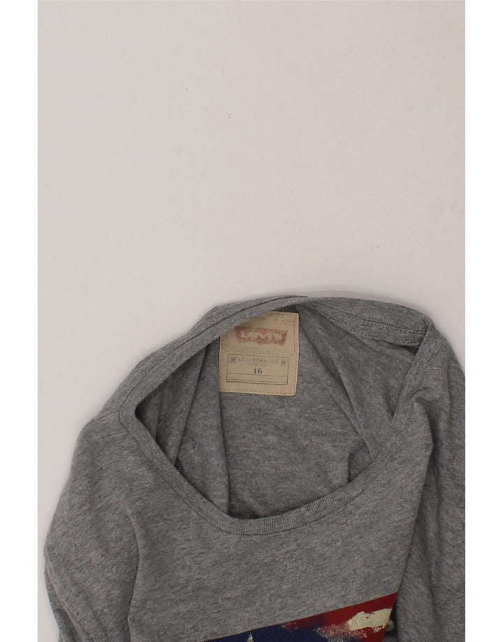 LEVI'S Boys Graphic Top Long Sleeve 15-16 Years Grey Cotton Vintage Levi's and Second-Hand Levi's from Messina Hembry 