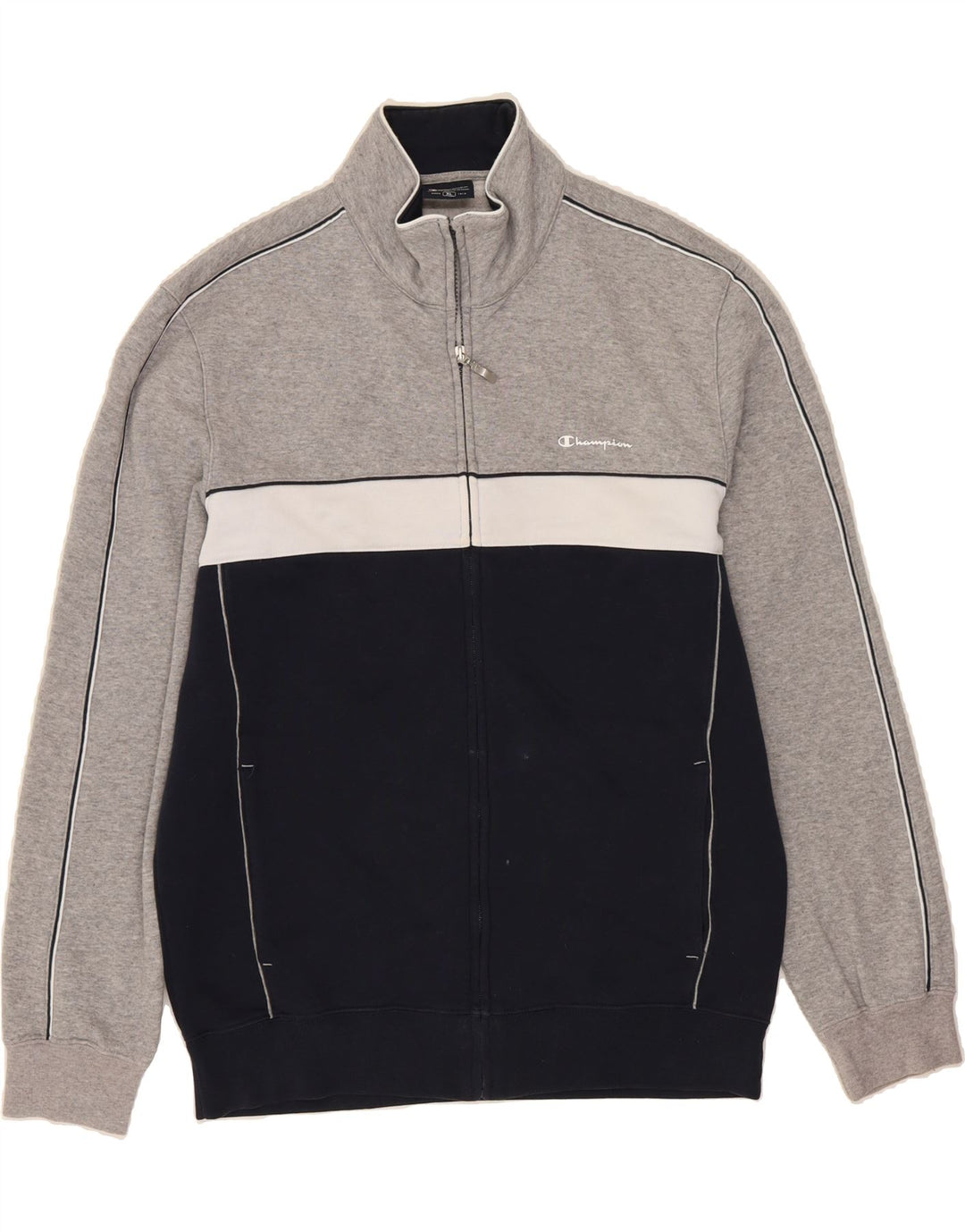 CHAMPION Mens Tracksuit Top Jacket XL Grey Colourblock Cotton Vintage Champion and Second-Hand Champion from Messina Hembry 