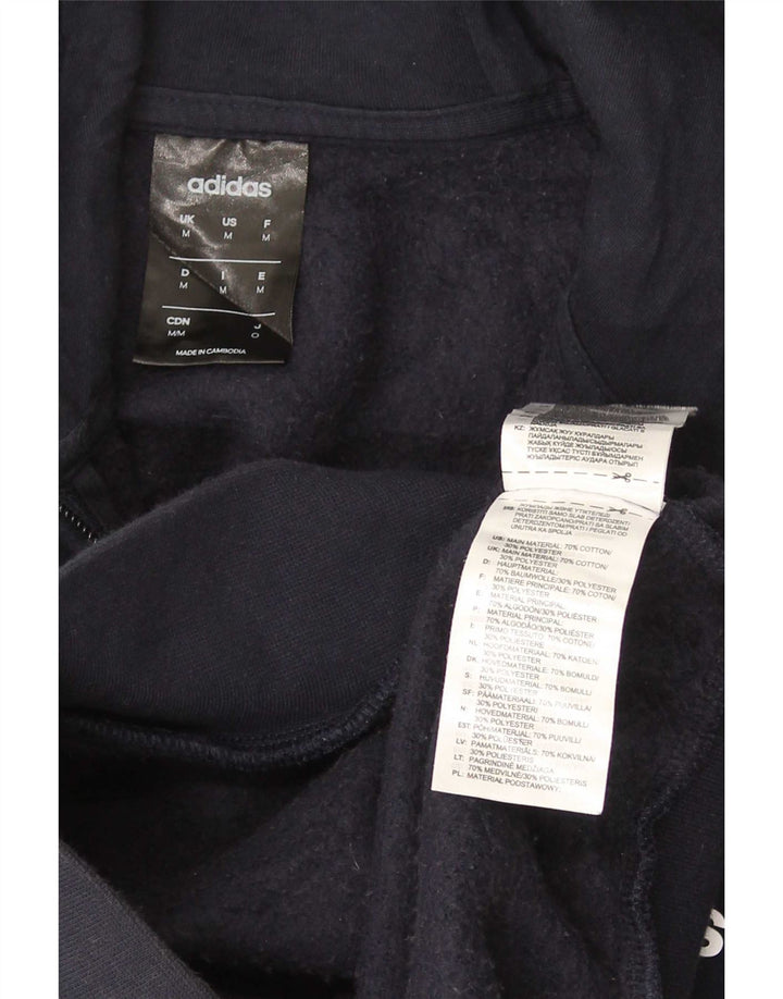 Maglione con cappuccio e zip da uomo Adidas in cotone blu navy medio