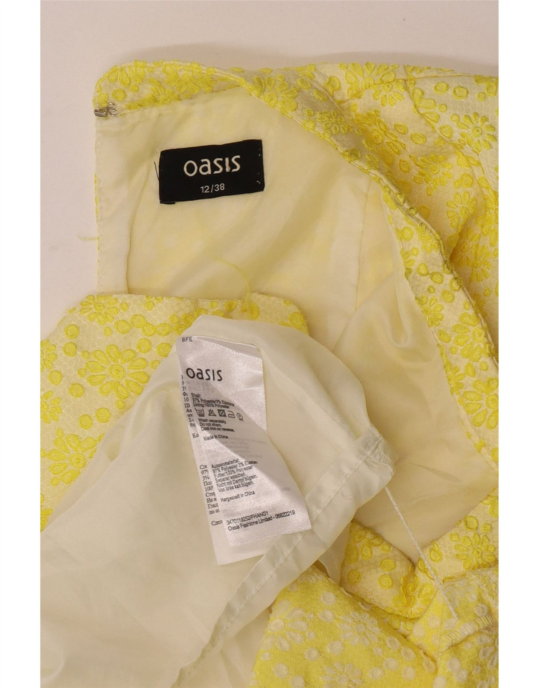 Abito tubino senza maniche da donna Oasis UK 12 Poliestere floreale giallo medio