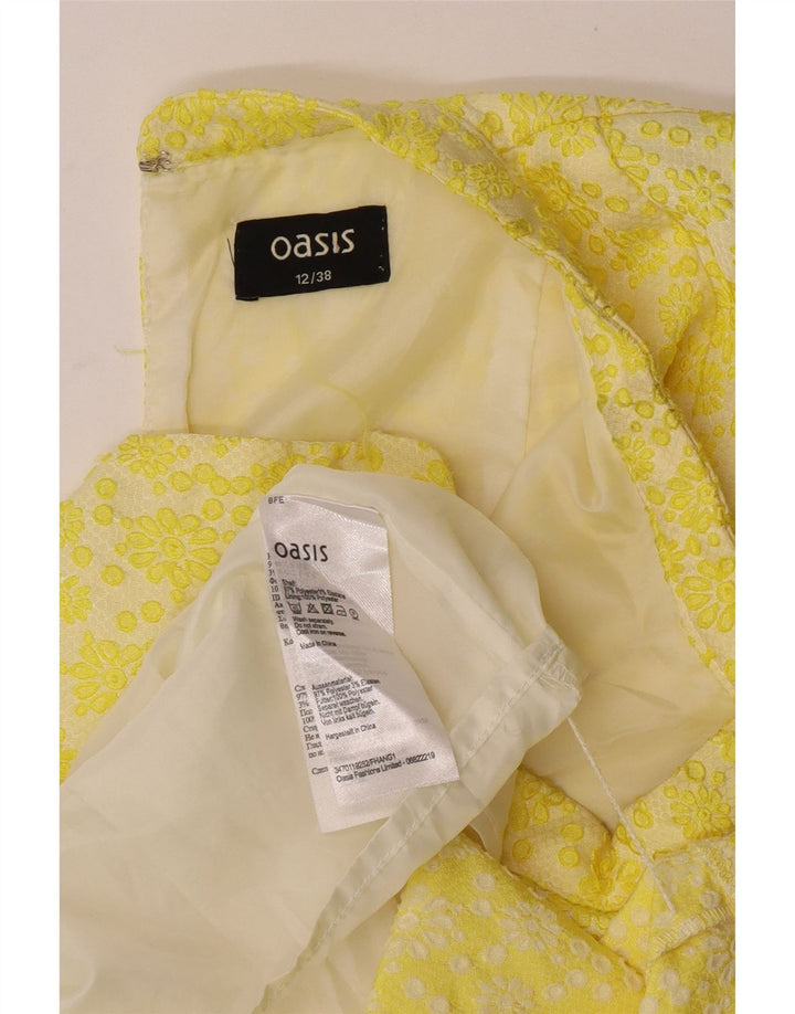 Abito tubino senza maniche da donna Oasis UK 12 Poliestere floreale giallo medio