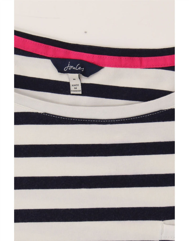 JOULES Womens Top 3/4 Sleeve UK 14 Medium White Striped Cotton Vintage Joules and Second-Hand Joules from Messina Hembry 