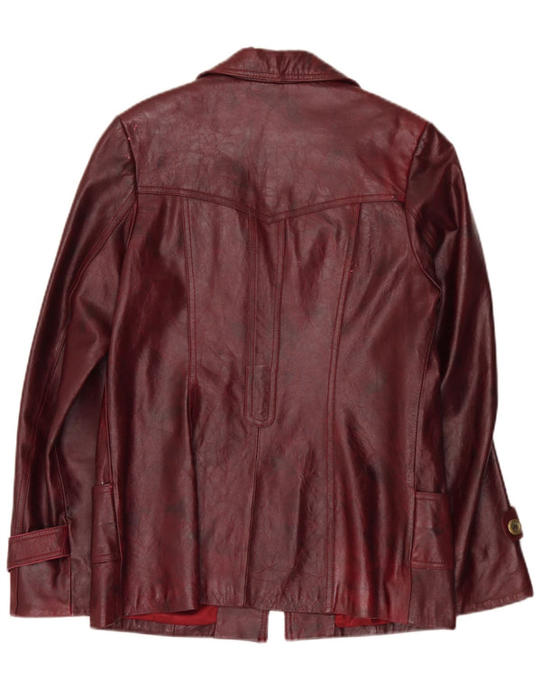 Giacca in pelle vintage da donna UK 26 5XL Borgogna