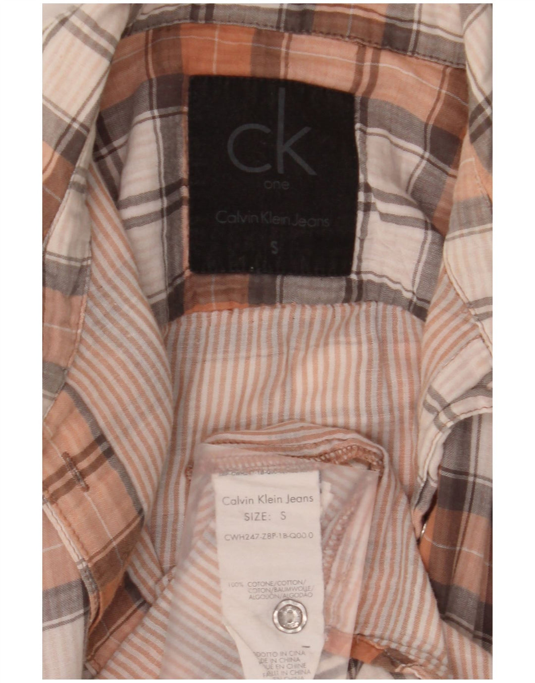Camicia da donna Calvin Klein Jeans UK 10 piccolo cotone a quadri multicolore