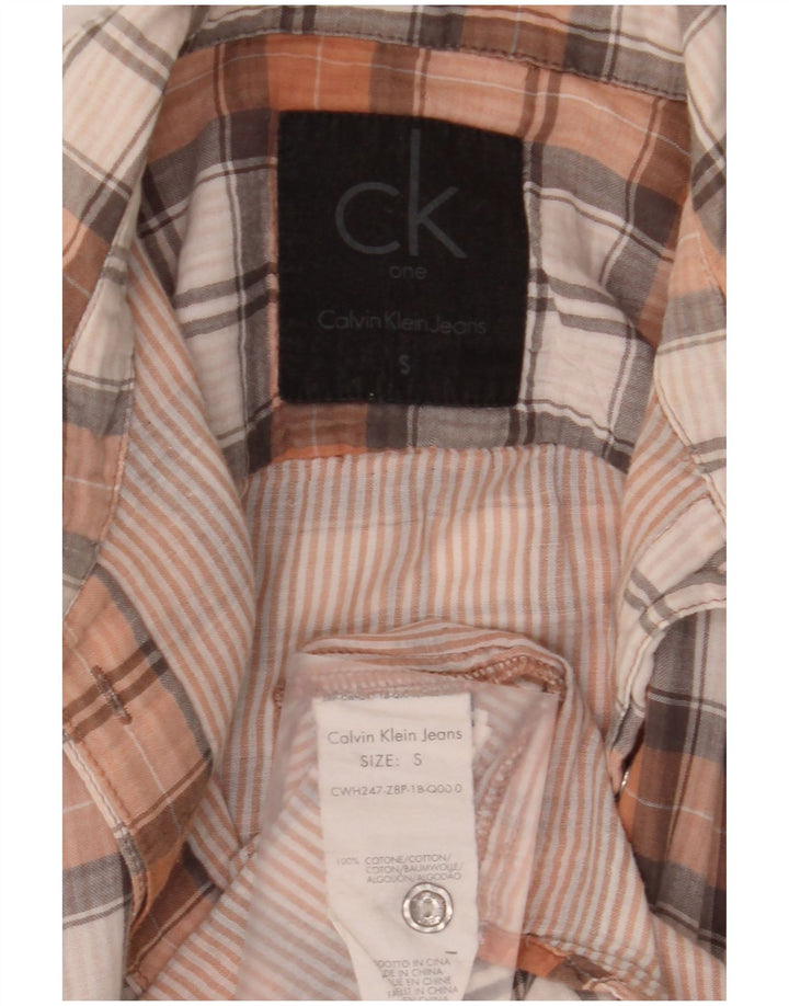Camicia da donna Calvin Klein Jeans UK 10 piccolo cotone a quadri multicolore