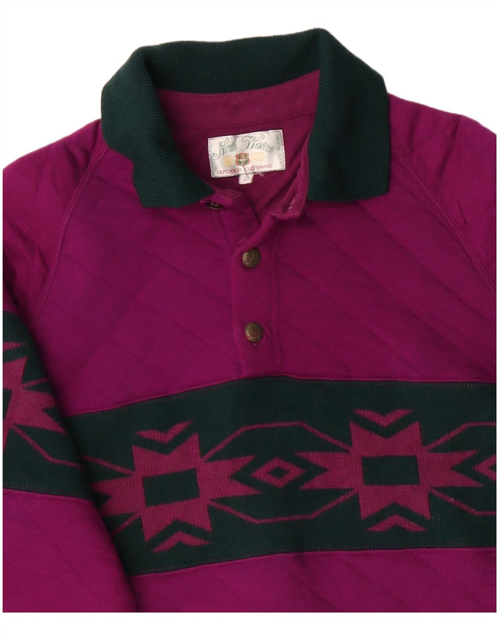 NORTH WESTERN Felpa con collo alto da uomo Maglione viola medio Fair Isle