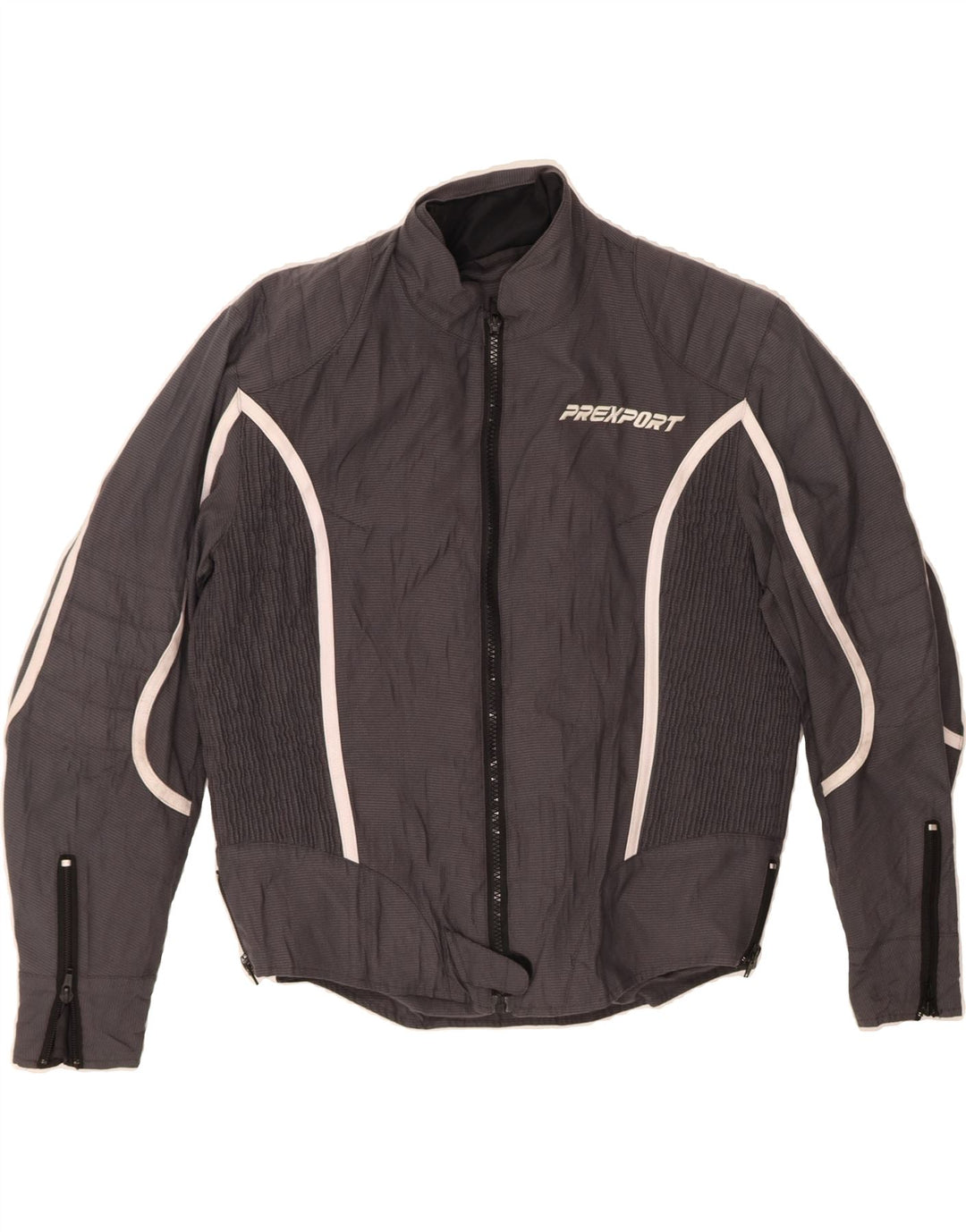 PREXPORT Womens Biker Jacket UK 16 Large Grey Vintage Prexport and Second-Hand Prexport from Messina Hembry 
