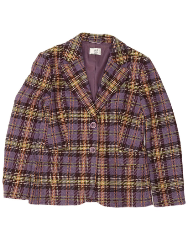 Giacca blazer a 2 bottoni da donna Alba Moda UK 12 Lana d'agnello scozzese viola medio