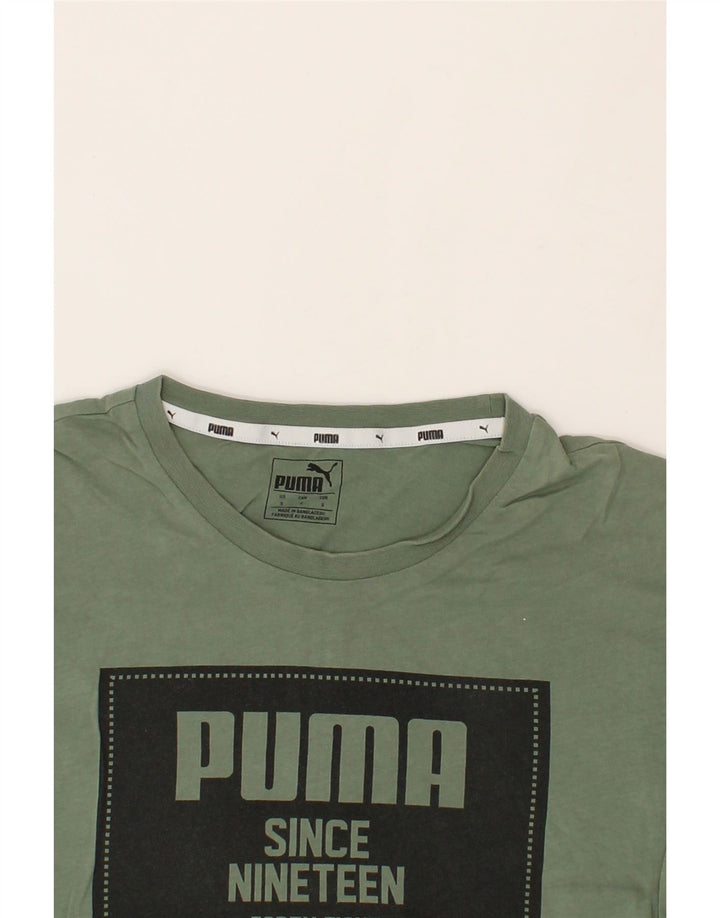 PUMA Mens Graphic T-Shirt Top Small Green Cotton Vintage Puma and Second-Hand Puma from Messina Hembry 