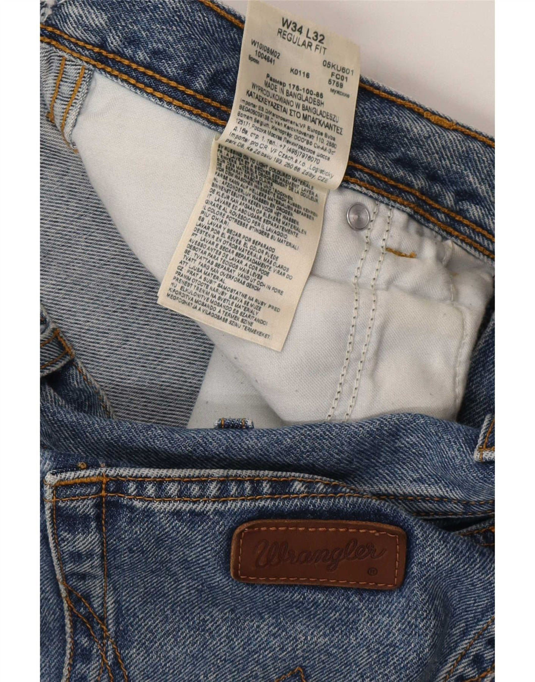 Jeans dritti da uomo Wrangler vestibilità regolare W34 L32 cotone blu