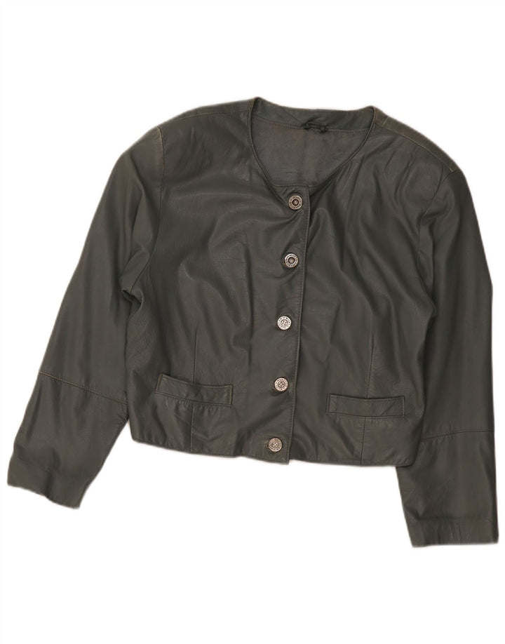 Giubbotto bomber in pelle da donna VINTAGE UK 12 Pelle grigio medio