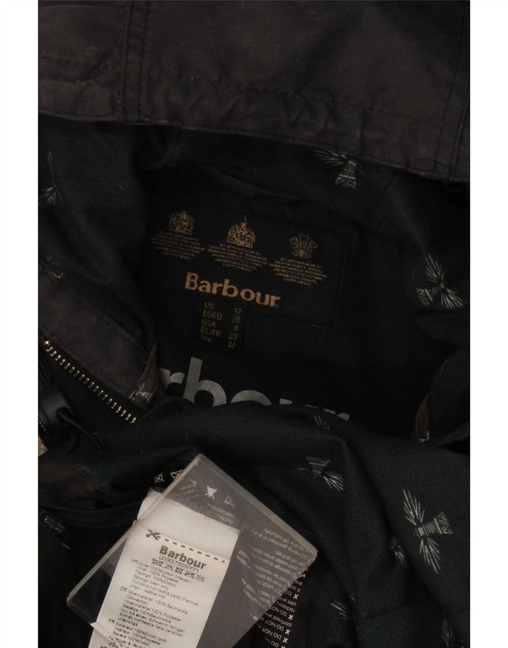 Giacca Parka cerata con cappuccio da donna Barbour UK 12 medio blu navy