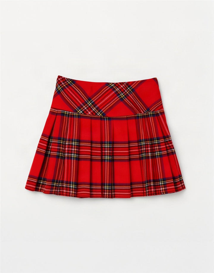 Gonna mini avvolgente da donna vintage EU 36 piccola W32 acrilico scozzese rosso