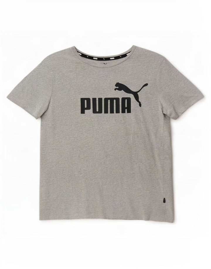 T-shirt grafica da donna Puma UK 14 cotone chiazzato grigio medio