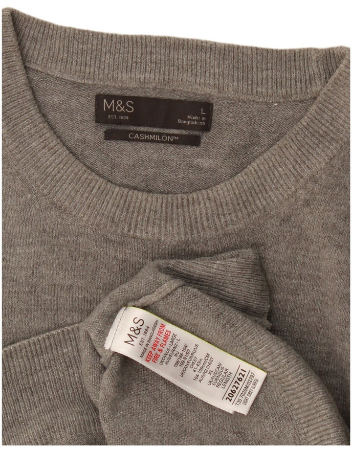 Marks & Spencer Maglione da uomo con scollo a barca Maglione grande acrilico chiazzato grigio