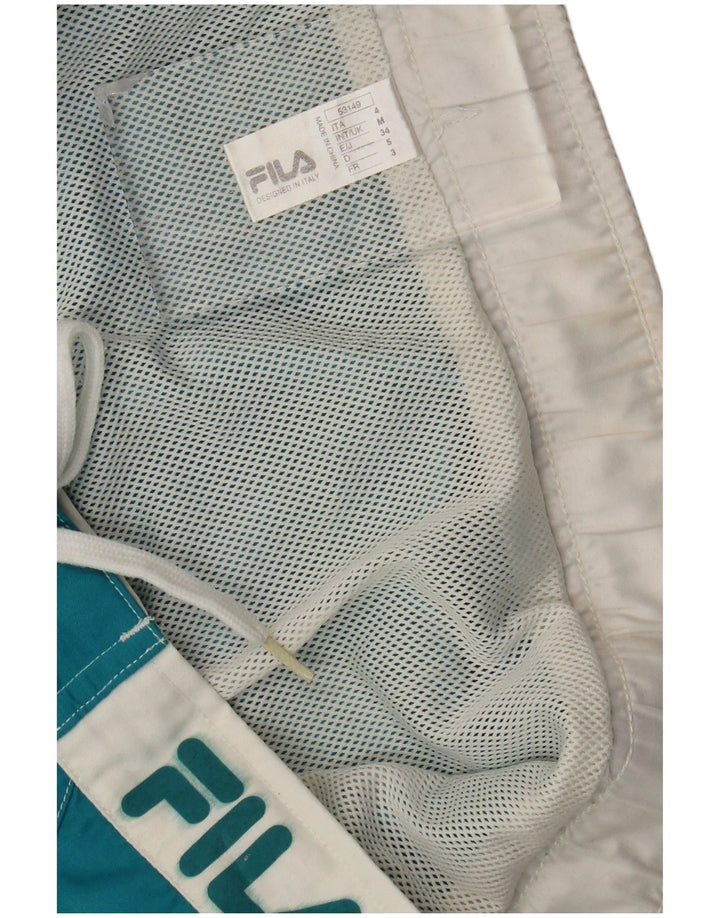 Pantaloncini da bagno grafici da uomo Fila in poliestere color block blu medio