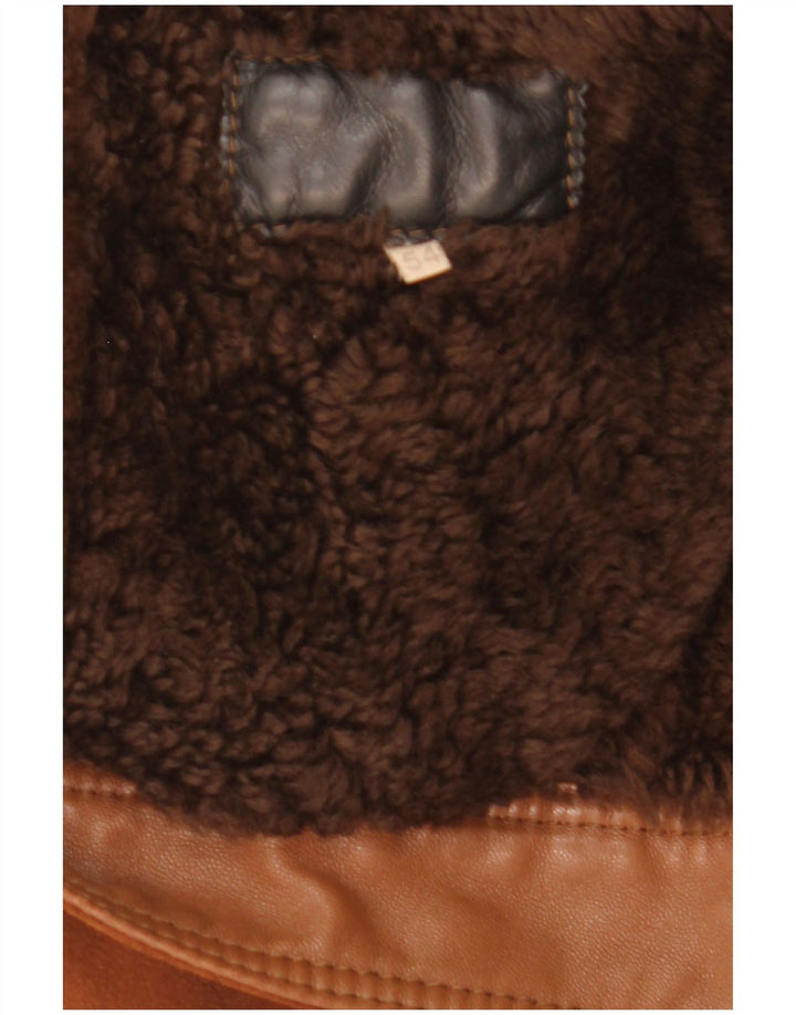 Giubbotto in shearling vintage da uomo IT 54 2XL Marrone