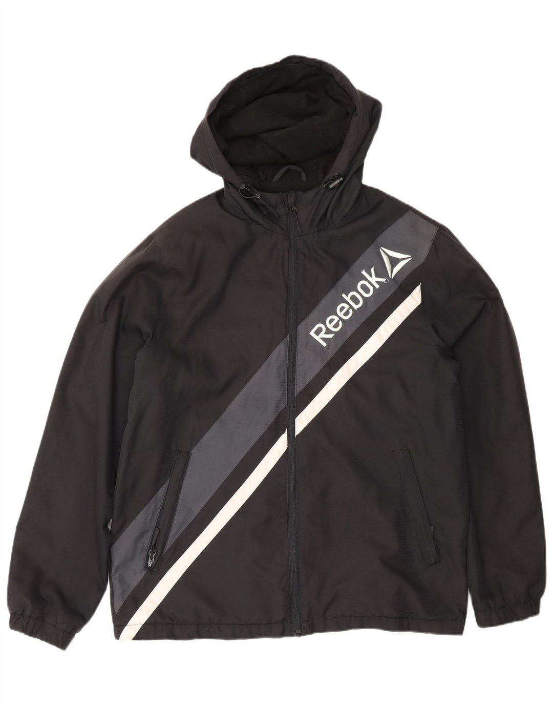 Giacca a vento grafica da uomo Reebok UK 38 Medium Black Colourblock