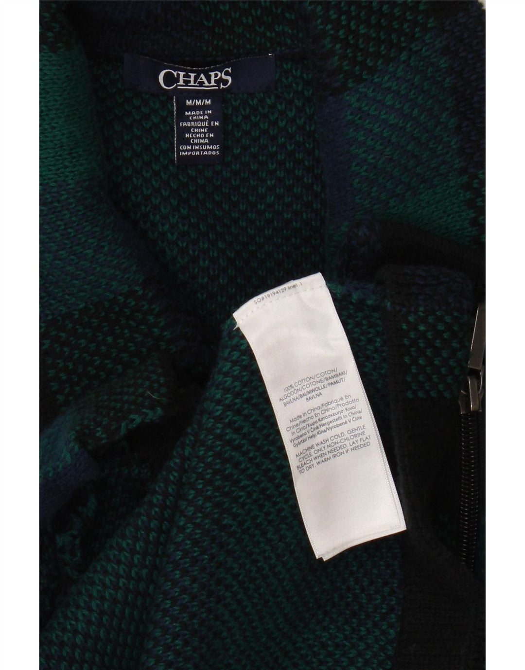 Maglione cardigan da donna Chaps UK 14 Cotone a quadri verde medio