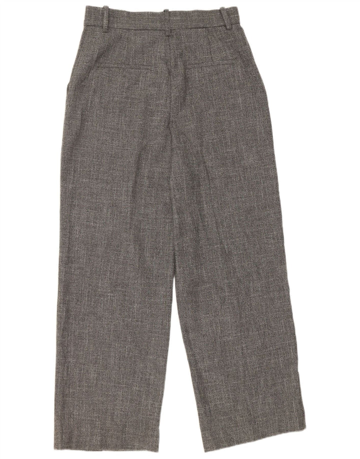 Pantaloni casual a gamba larga a vita alta da donna Zara in poliestere grigio medio