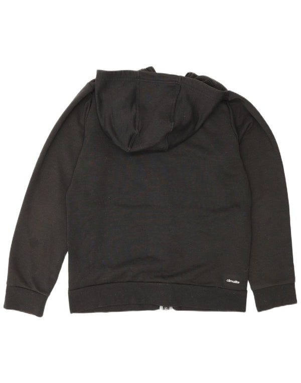 Maglione con cappuccio e zip grafica Adidas Climalite da uomo in poliestere nero medio