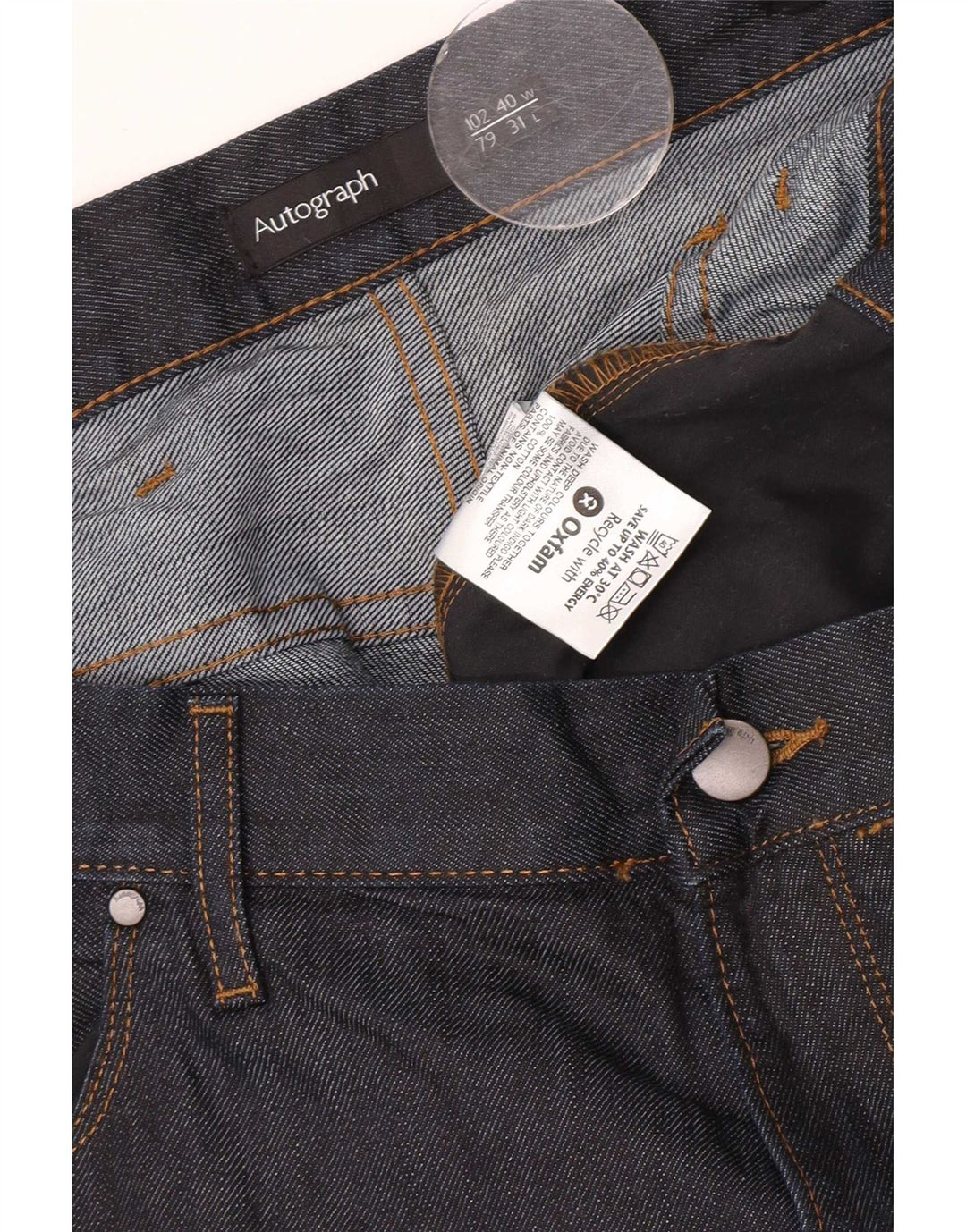 Jeans dritti autografi da uomo Marks & Spencer W40 L31 cotone blu navy