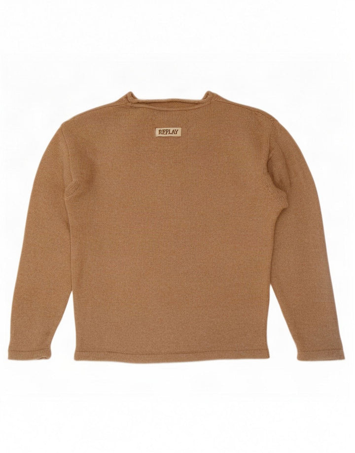 Replay Maglione da uomo con scollo a V piccolo in lana beige