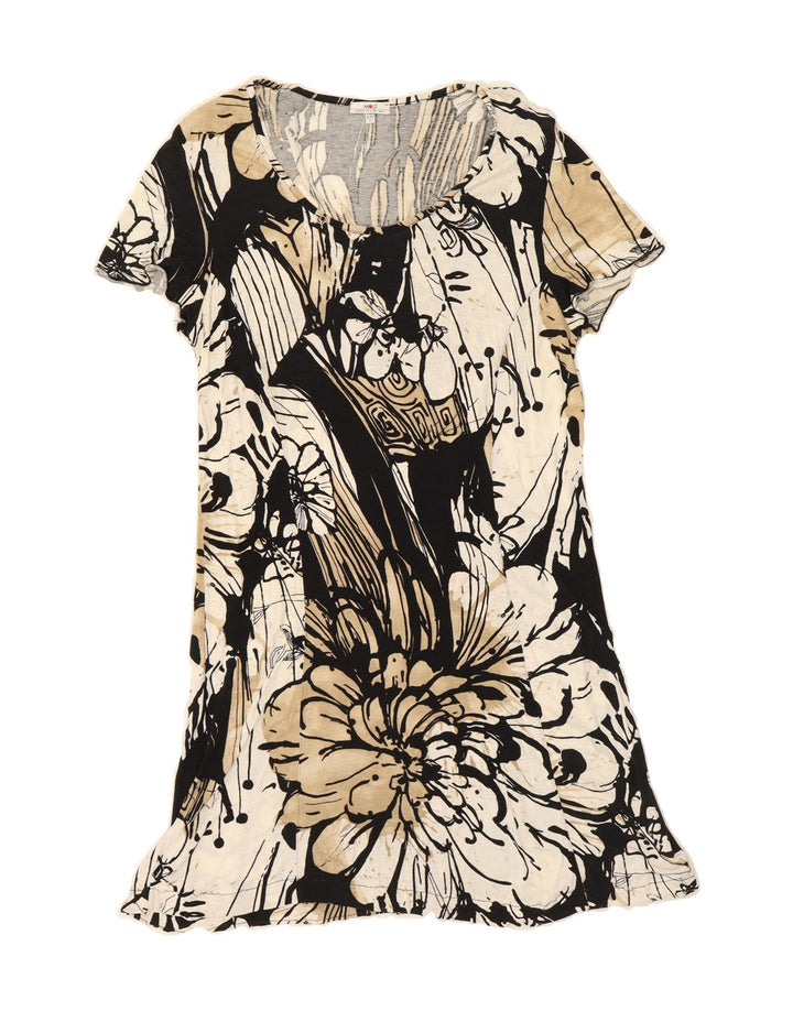 VINTAGE Womens Basic Dress UK 14 Large Black Floral Vintage Vintage and Second-Hand Vintage from Messina Hembry 