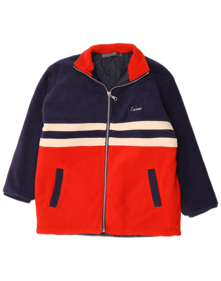 Giacca in pile vintage da uomo UK 40 grande color block blu navy
