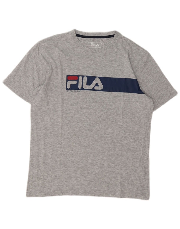 T-shirt grafica da uomo Fila Top in cotone mélange grigio medio