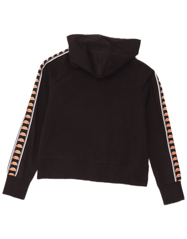 Maglione con cappuccio e zip grafica da donna Ellesse UK 14 cotone nero medio