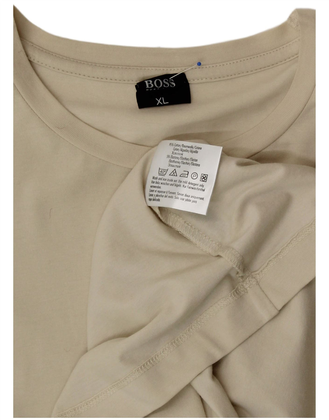Top HUGO BOSS da uomo a maniche lunghe XL in cotone bianco sporco