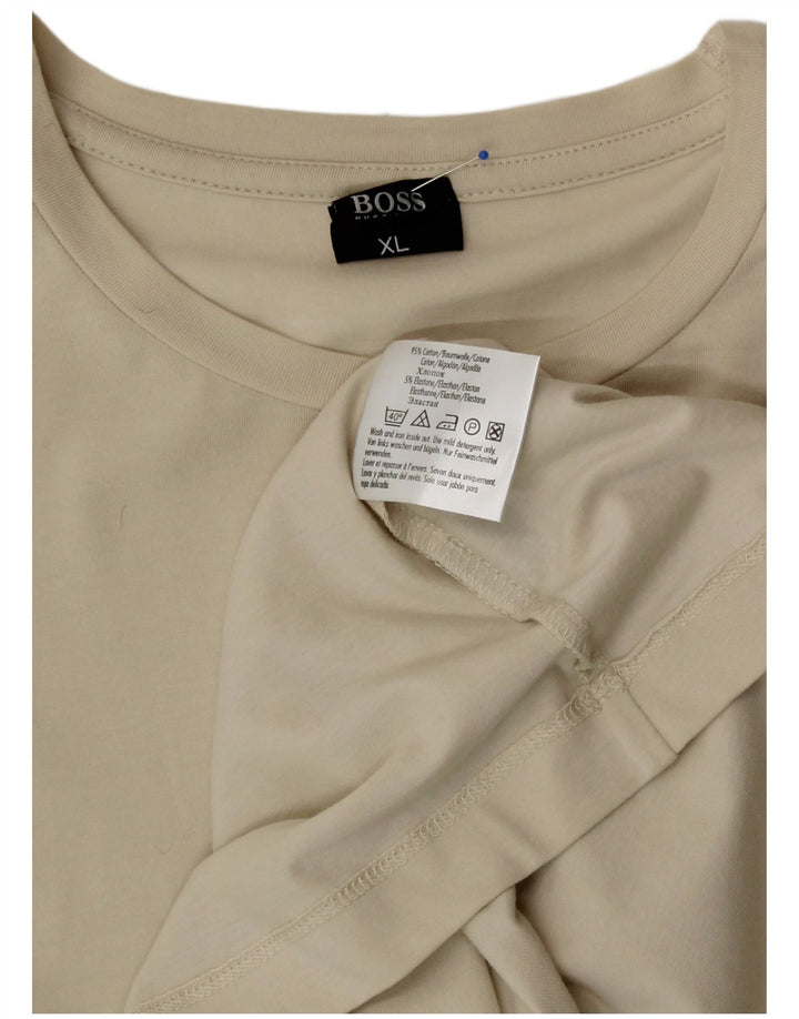 Top HUGO BOSS da uomo a maniche lunghe XL in cotone bianco sporco