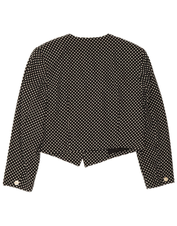 BETTY BARCLAY Womens Crop Blazer Jacket UK 12 Medium Black Polka Dot