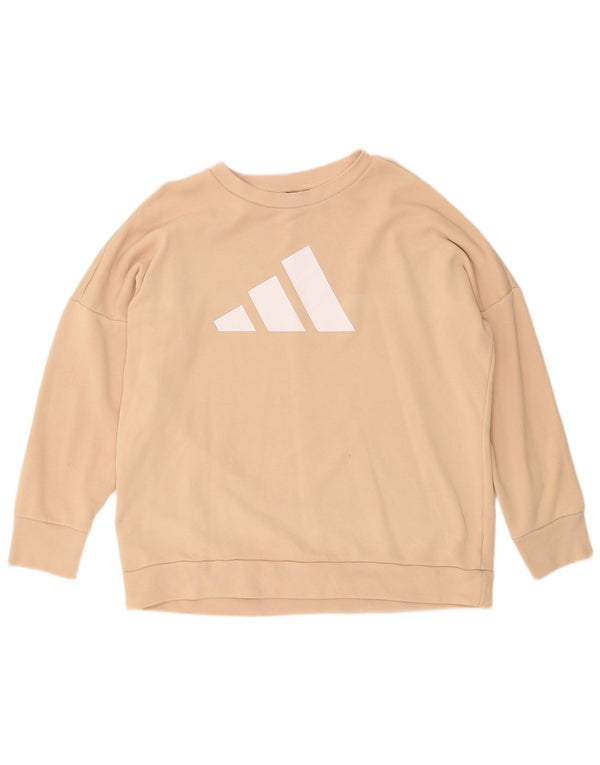 Felpa oversize con grafica Adidas da donna UK 12/14 Beige medio
