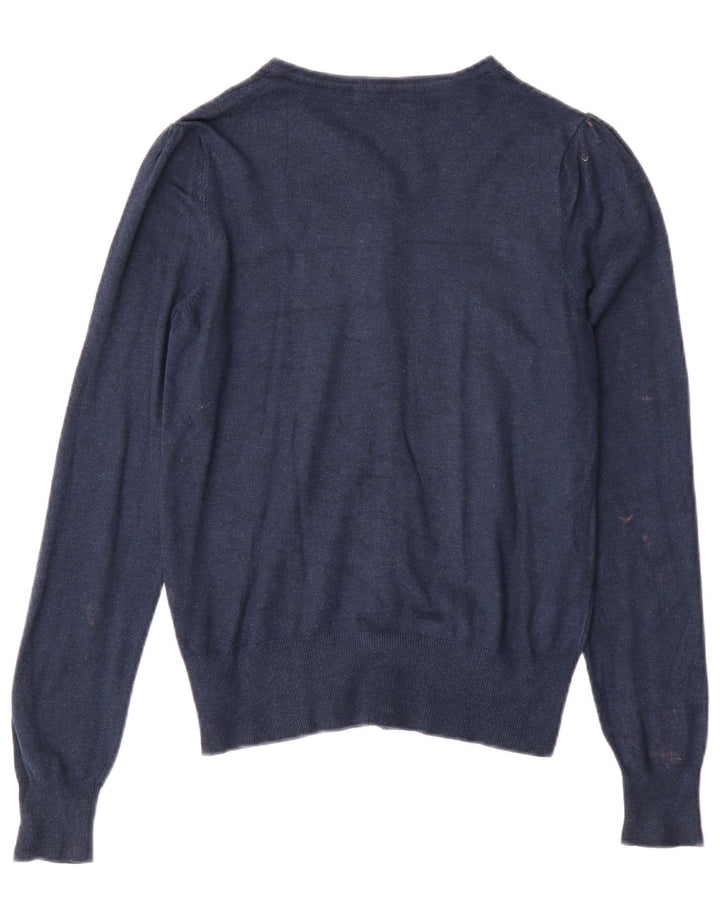 Maglione cardigan da donna Marks & Spencer UK 10 piccolo in viscosa blu navy