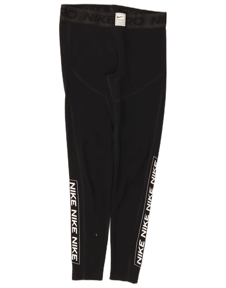 Leggings grafici Nike Dri Fit da donna UK 14 grande poliestere nero