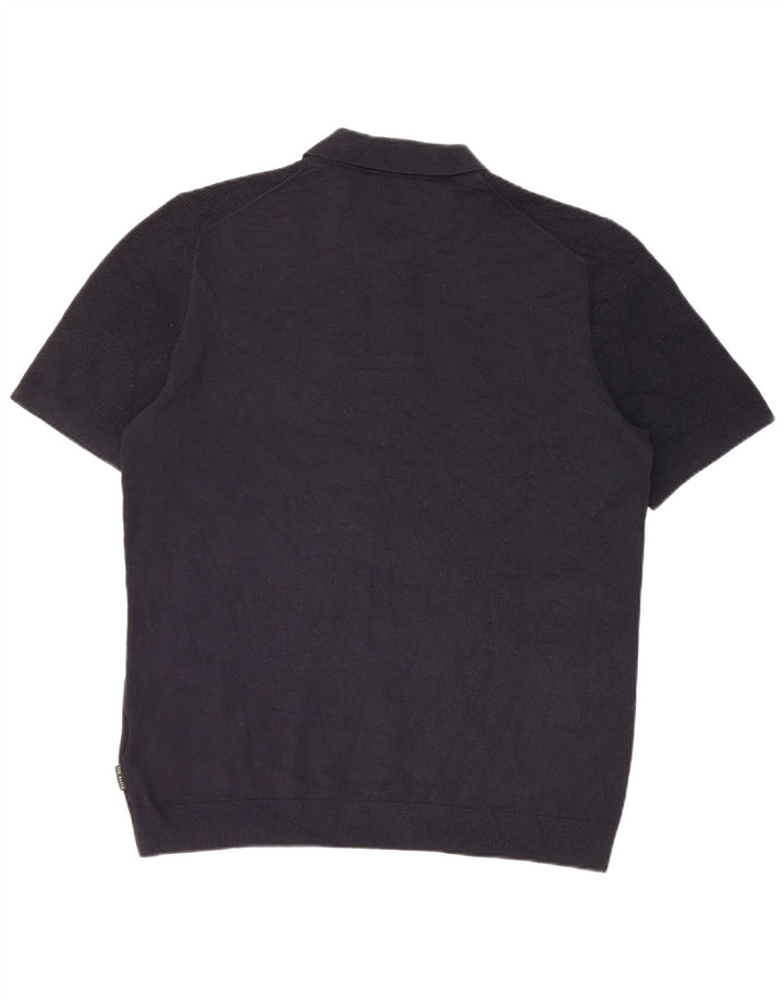 Ted Baker Maglione da uomo a maniche corte con collo a polo taglia 4 grande blu navy